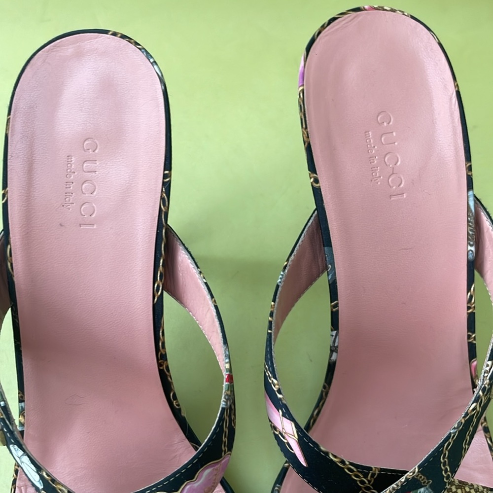 Gucci vintage multicolored satin/leather heels - Picture 12 of 16